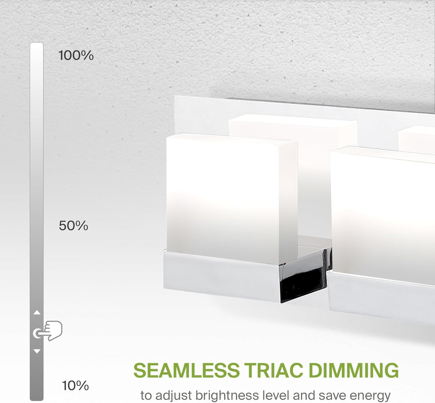 ASD Lighting LED Vanity 2-light 12W 120V CCT Selectable 3000/4000/5000K Dimmable Chrome ETL