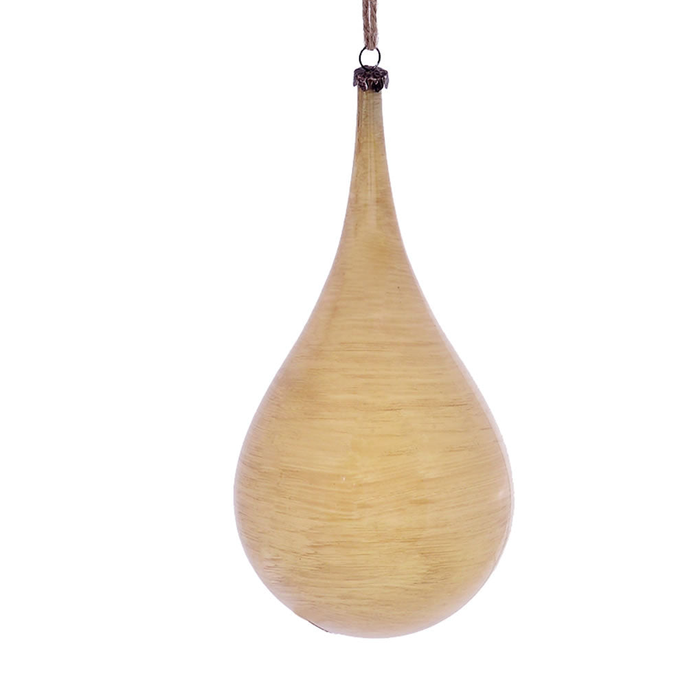 Vickerman 4" Tan Wood Grain Teardrop Christmas Ornament Pack of 2