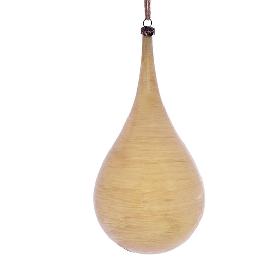 Vickerman 4" Tan Wood Grain Teardrop Christmas Ornament Pack of 2