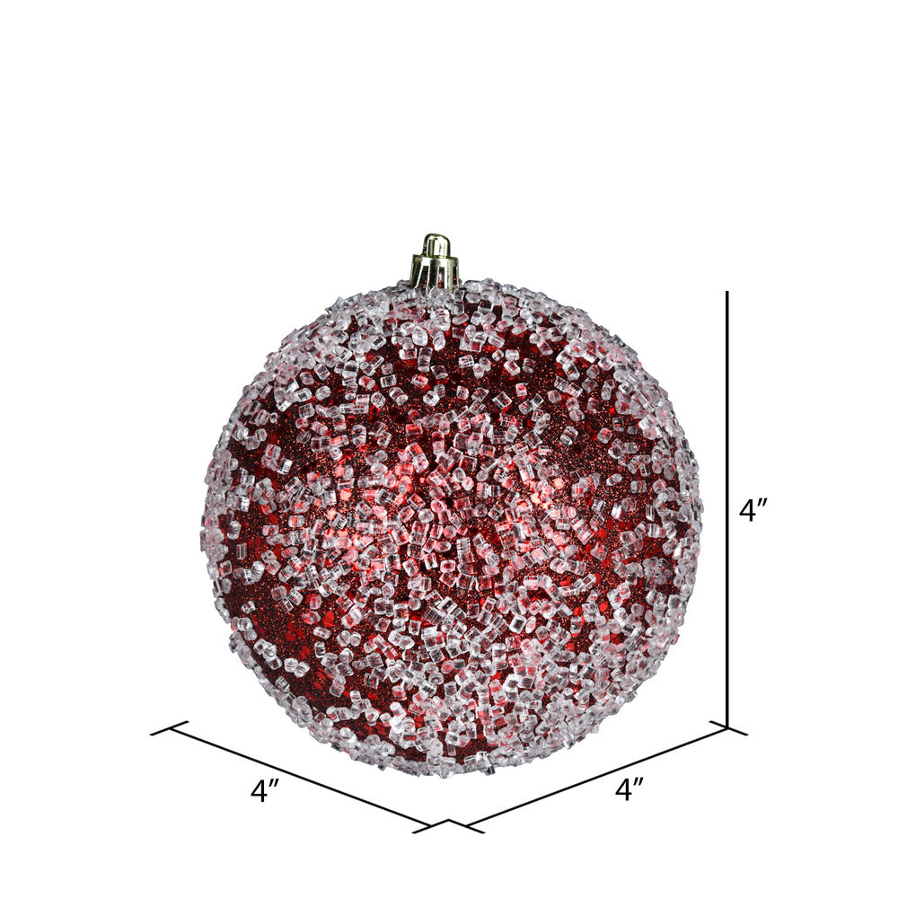 Vickerman 4" Burgundy Glitter Hail Ball Ornament 6 per Bag