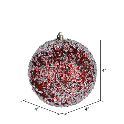 Vickerman 4" Burgundy Glitter Hail Ball Ornament 6 per Bag