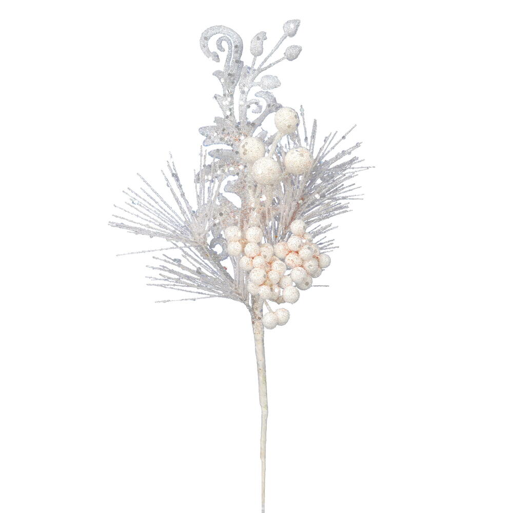 Vickerman 6' White Glitter Berry Artificial Christmas Garland Unlit