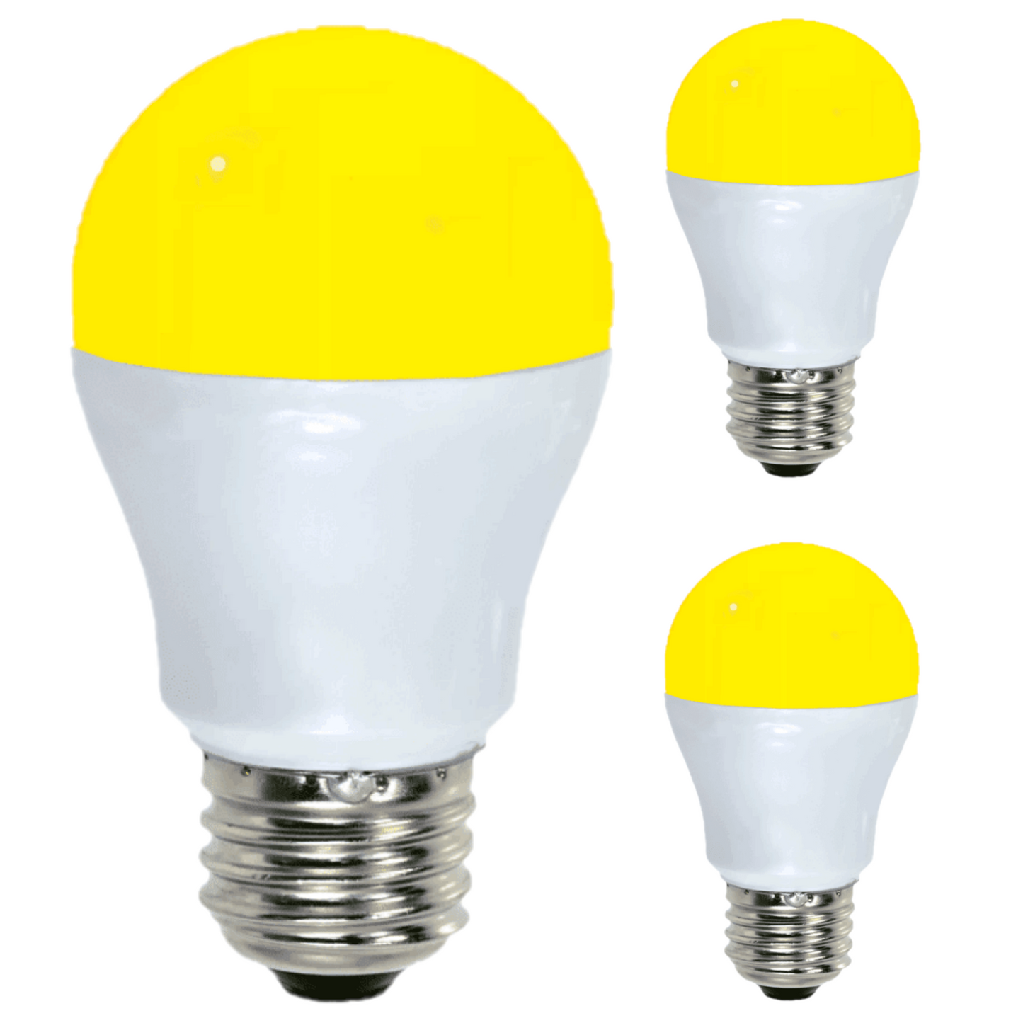 Damar A15 LED Yellow Light Bulb 5W 330 Lumen E26 Medium Screw Base for Party Decoration Holiday Lighting Small Light Bulb 120V White Finish Turns Yellow When Lit Pack of 3