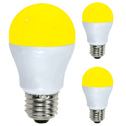 Damar A15 LED Yellow Light Bulb 5W 330 Lumen E26 Medium Screw Base for Party Decoration Holiday Lighting Small Light Bulb 120V White Finish Turns Yellow When Lit Pack of 3