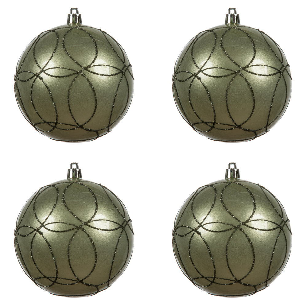 Vickerman 4" Wrought Iron Candy Finish Ornament with Circle Glitter Pattern 4 per Bag