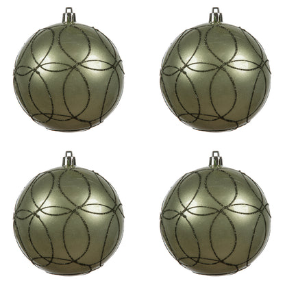 Vickerman 4" Wrought Iron Candy Finish Ornament with Circle Glitter Pattern 4 per Bag