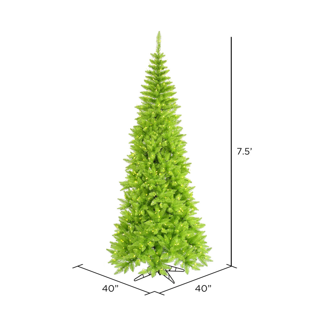 Vickerman 7.5' Lime Fir Slim Artificial Christmas Tree Lime  Dura-lit LED Lights