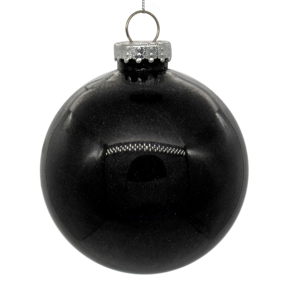 Vickerman 3" Clear Ball Christmas Ornament with Black Glitter Interior 12 Pieces per bag