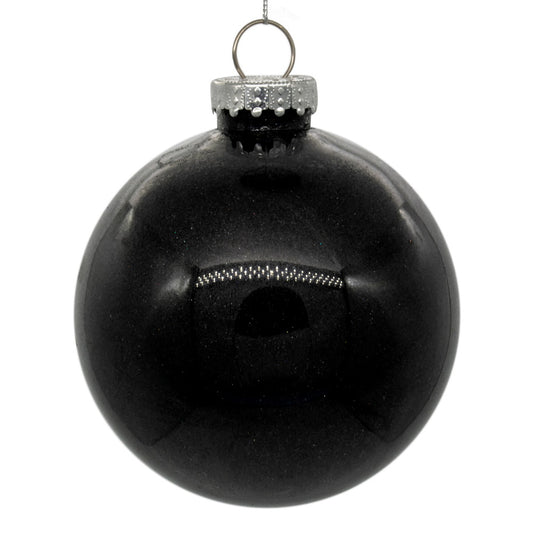 Vickerman 3" Clear Ball Christmas Ornament with Black Glitter Interior 12 Pieces per bag