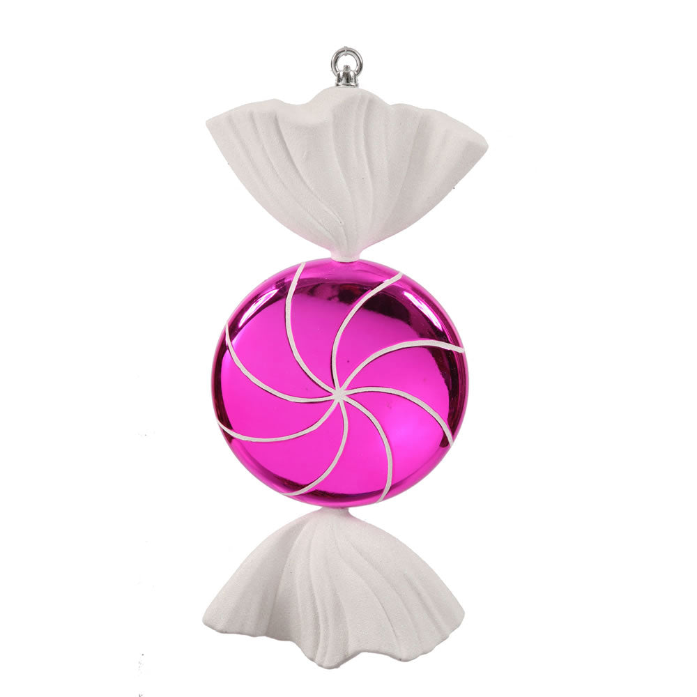 Vickerman 18.5" Pink-White Swirl Candy Christmas Ornament