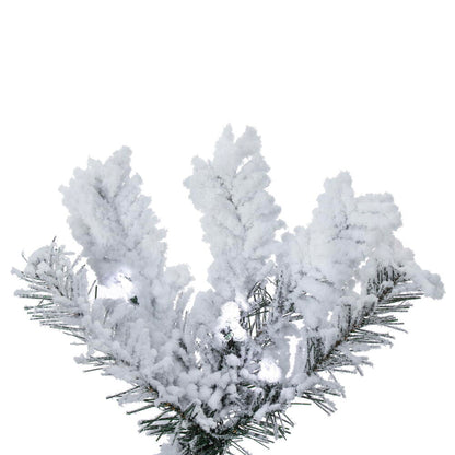 Vickerman 7.5' Flocked Pacific Pencil Artificial Christmas Tree with Pure White LED Lights