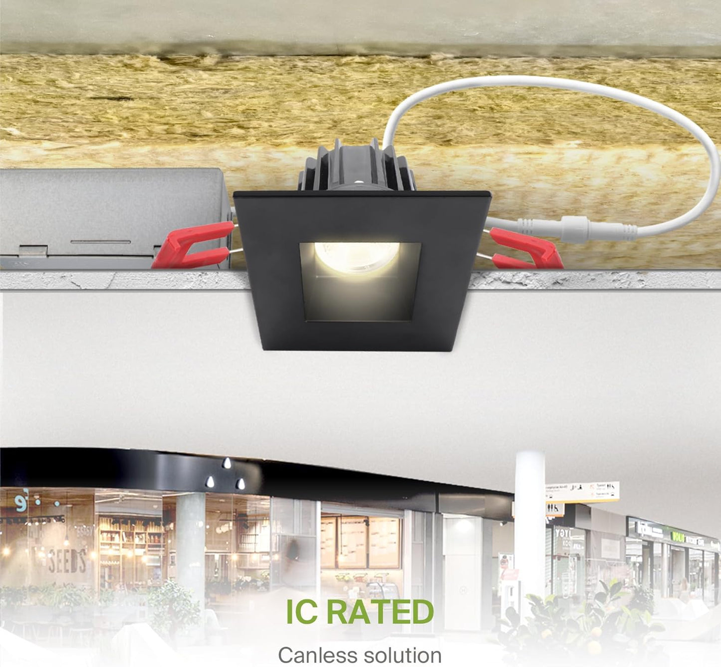 ASD Lighting LED Downlight Square 2inch 8W 120V Triac 2700/3000/3500/4000/5000K Black ETL Energy Star
