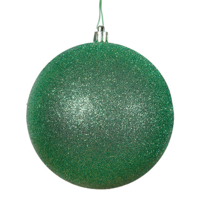 Vickerman 4.75" Green Glitter Ball Ornament 4 per Bag