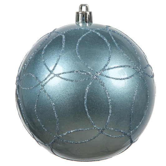 Vickerman 4" Periwinkle Candy Finish Ornament with Circle Glitter Pattern 4 per Bag