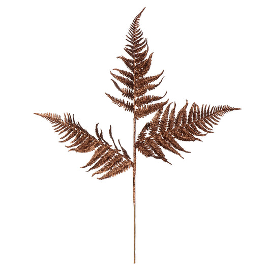 Vickerman 22" Chocolate Onoclea Glitter Fern Artificial Christmas Spray. Includes 6 sprays per pack.