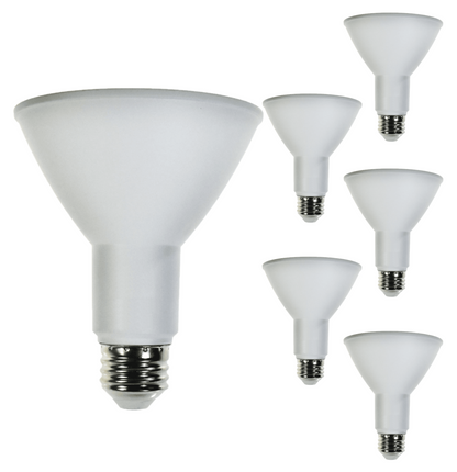 Damar PAR30 LED Long Neck Flood Light Bulb 8W 800 Lumen E26 Medium Base 4000K Cool White Ideal for Track & Recessed Spot Light Bulbs 120V 40° Beam Angle Dimmable White Finish Pack of 6