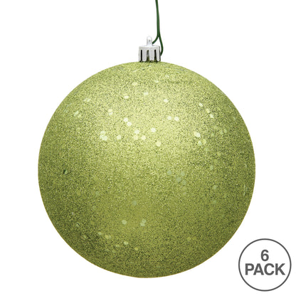 Vickerman 4" Lime Glitter Sequin Ball Ornament 6 per Bag