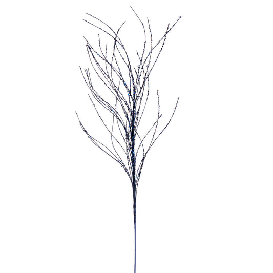 Vickerman 37" Midnight Blue Wavy Twig Glitter Spray 6 per bag.