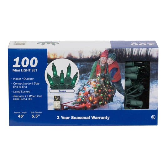 Vickerman 50 Green Dura-Lit Light on Green Wire 23' Christmas Light Strand