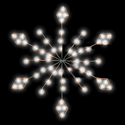 Vickerman 4' Diamond Snowflake Pole Decoration With 48 Pure White LED Lights.