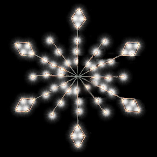 Vickerman 4' Diamond Snowflake Pole Decoration With 48 Pure White LED Lights.