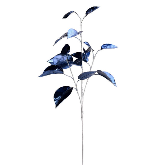 Vickerman 33" Blue Shiny Leaf Artificial Christmas Spray. Includes 2 sprays per pack.