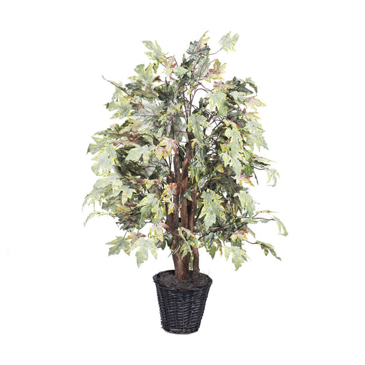 Vickerman 4' Artificial Frosted Maple Extra Full Bush Rattan Basket