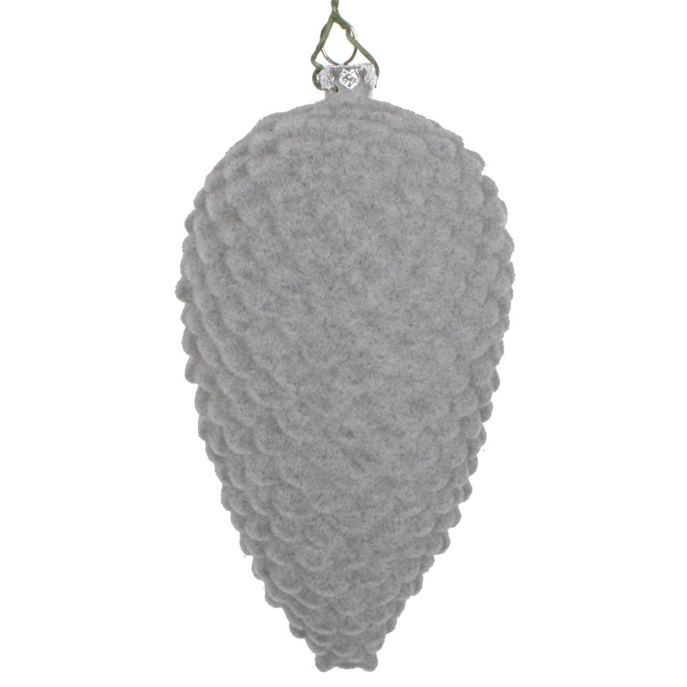 Vickerman 5" Silver Flocked Pinecone Christmas Ornament Set of 4
