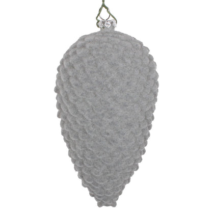 Vickerman 5" Silver Flocked Pinecone Christmas Ornament Set of 4