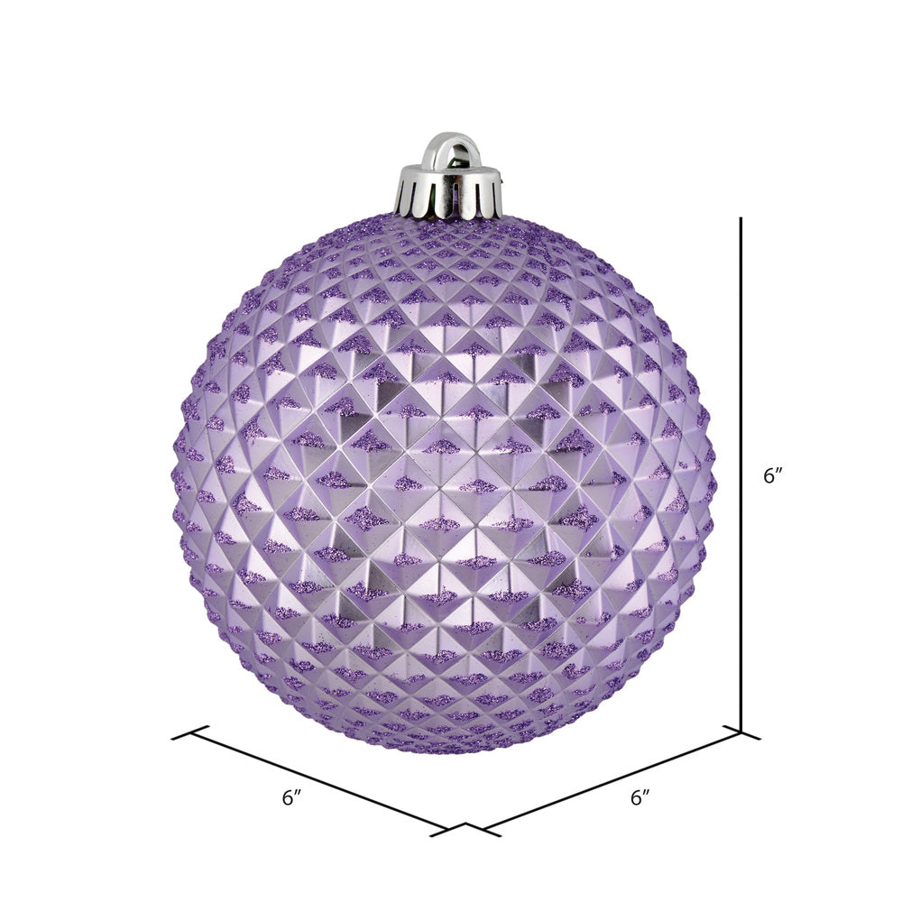 Vickerman 6" Lavender Durian Glitter Ball Ornament 4 per Bag