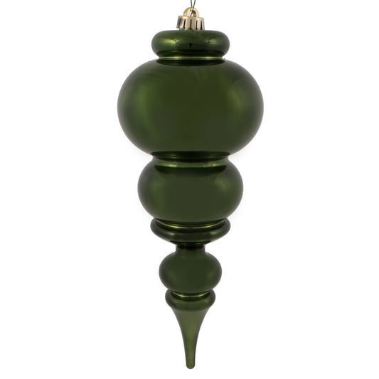 Vickerman 14" Moss Green Shiny Finial Christmas Ornament UV Treated with Drilled and Wired Cap