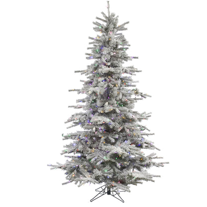 Vickerman 6.5' Flocked Sierra Fir Artificial Christmas Tree Multi-Colored LED Dura-Lit lights