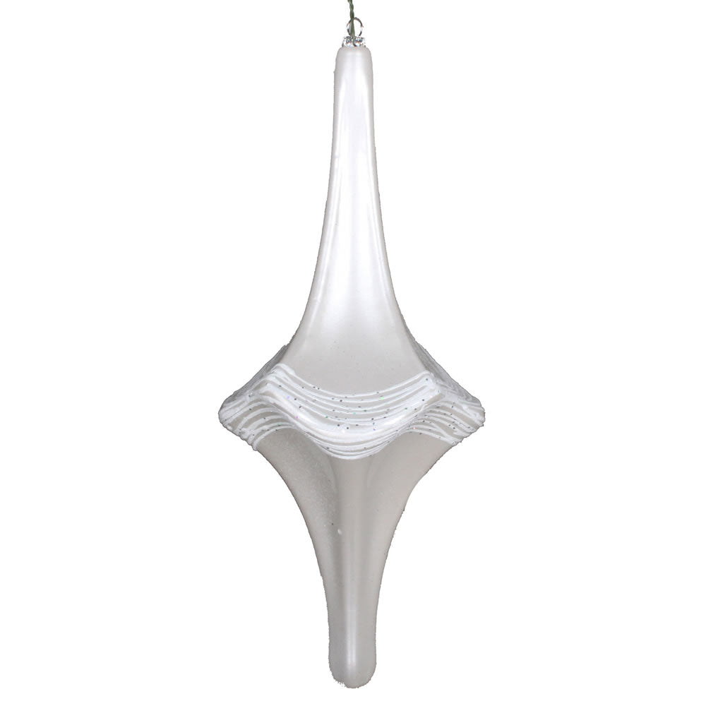 Vickerman 12" White Candy Glitter Drop Christmas Ornament.