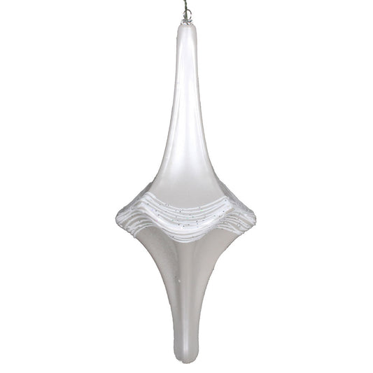 Vickerman 12" White Candy Glitter Drop Christmas Ornament.