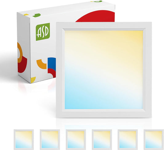 ASD Lighting LED Surface Mini Panel Square 5inch 10W 120V Triac 3000/4000/5000K White ETL 6 pack