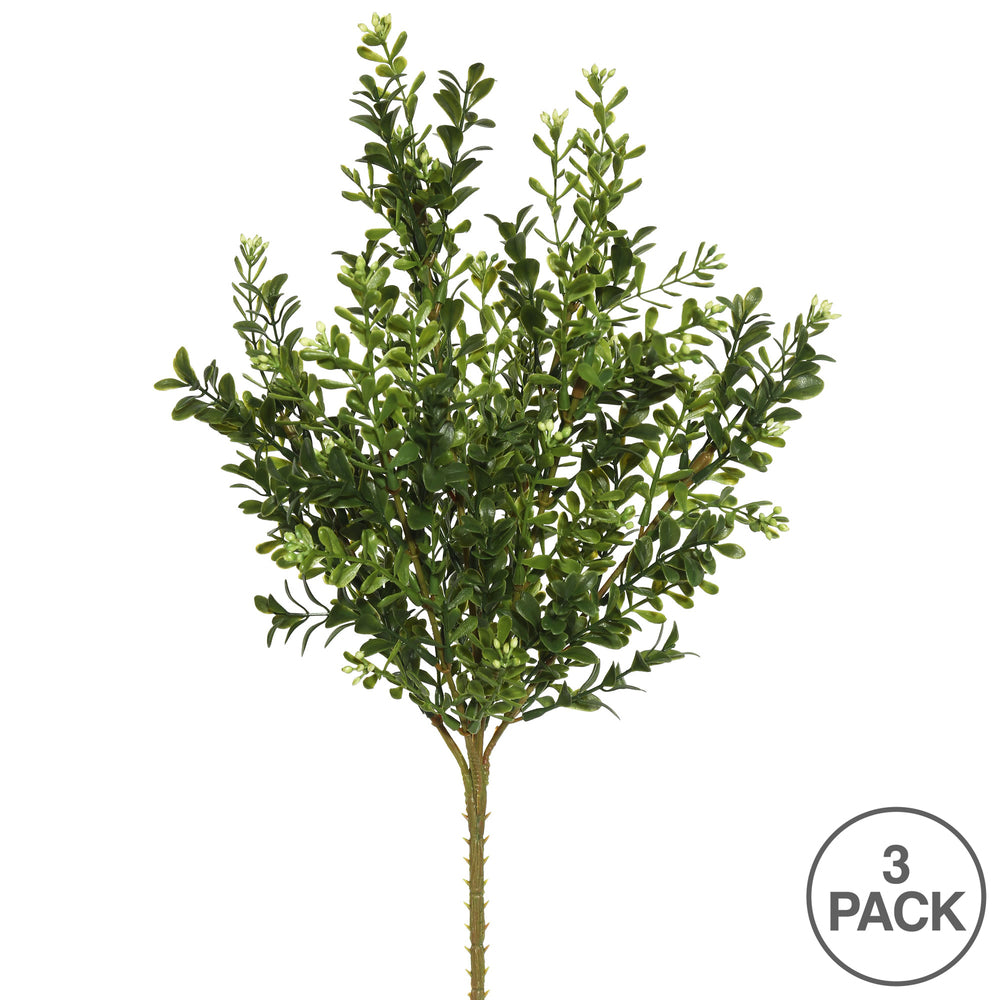 Vickerman 18" Artificial Green Boxwood Bush Pack of 3
