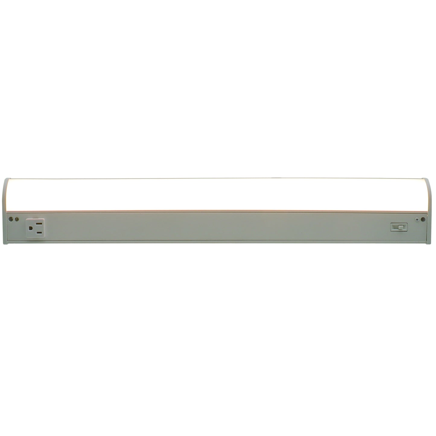 ASD Lighting LED Under Cabinet Bullnose with 1 power outlet 24" 12W 120V CCT Selectable 3000/4000/5000K Hardwired, On/Off Switch, White ETL