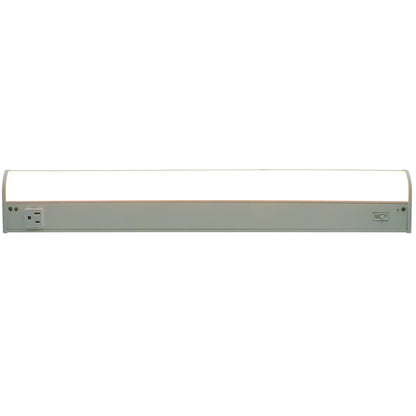 ASD Lighting LED Under Cabinet Bullnose with 1 power outlet 24" 12W 120V CCT Selectable 3000/4000/5000K Hardwired, On/Off Switch, White ETL