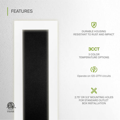 ASD Lighting LED Outdoor Wall Sconce wide acrylic 36" 30W 120-277V CCT Selectable 3000/4000/5000K Dimmable Black ETL