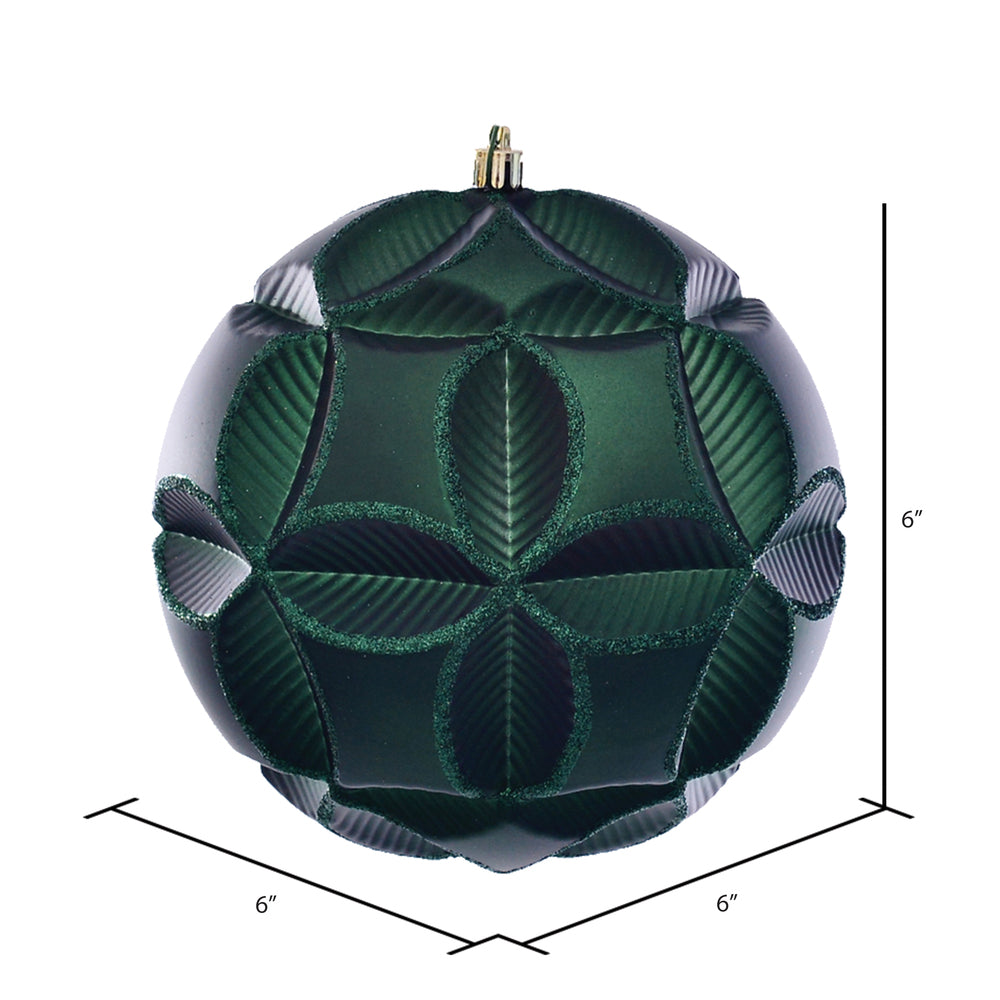 Vickerman 6" Emerald Matte Clover Ball Ornament 2 per Bag