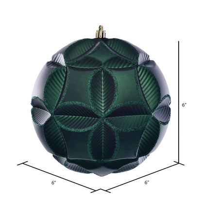 Vickerman 6" Emerald Matte Clover Ball Ornament 2 per Bag