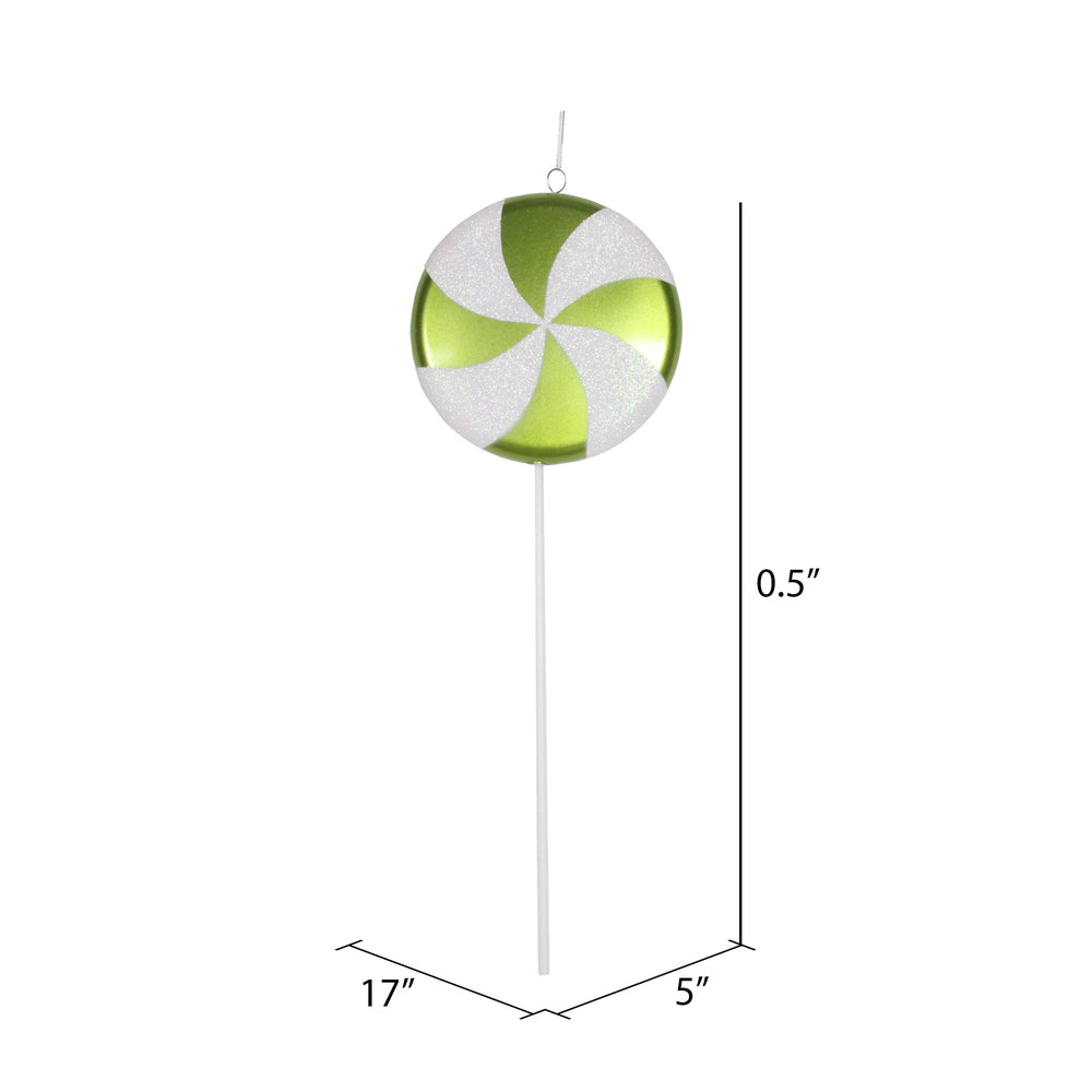 Vickerman 17" Lime-Green-White Candy Lollipop Christmas Ornament