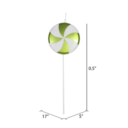 Vickerman 17" Lime-Green-White Candy Lollipop Christmas Ornament