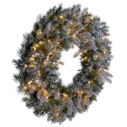 Vickerman 60" Frosted Douglas Fir Artificial Pre-Lit Wreath Dura-Lit® Warm White LED Mini Lights.