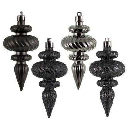 Vickerman 4" Pewter 4-Finish Finial Ornament 8 per Box