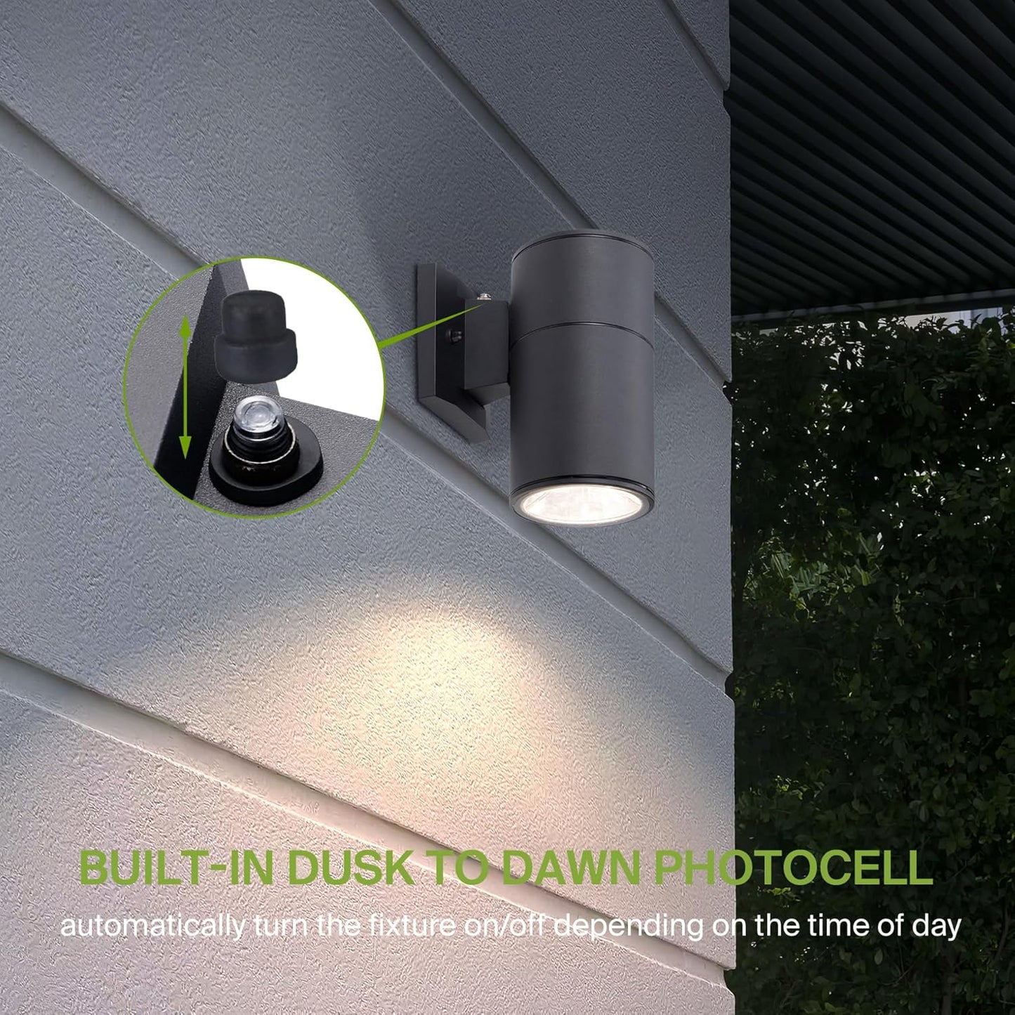 ASD Lighting LED Outdoor Wall Cylinder Round Up or Down 9W 120V 3000/4000/5000K with Photocell Black ETL