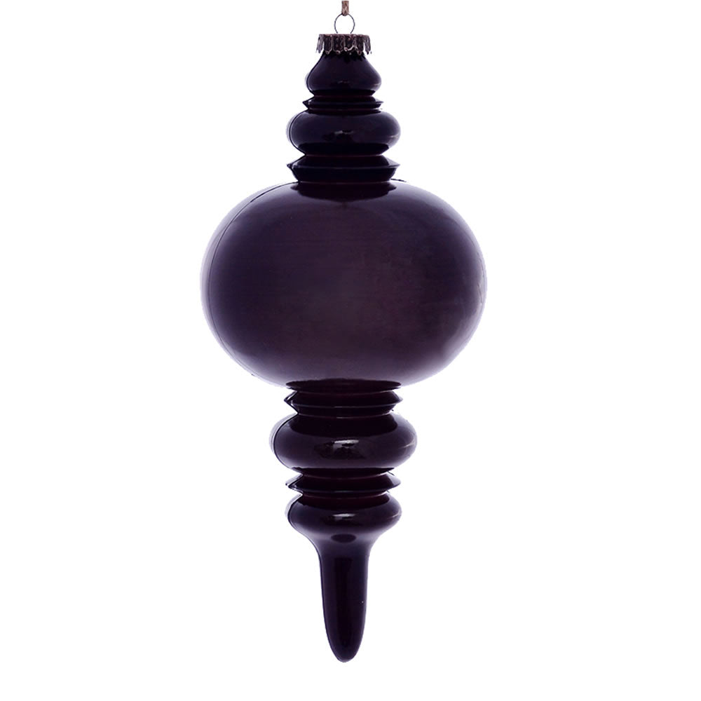 Vickerman 13" Plum Wood Grain Finial Ornament. This ornament is the perfect addition to any holiday decorating project. It features a light wood grain pattern.