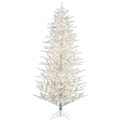 Vickerman 5.5' x 38" Flocked Pistol Pine Artificial Pre-lit Christmas Tree Warm White 3mm LED Lights.