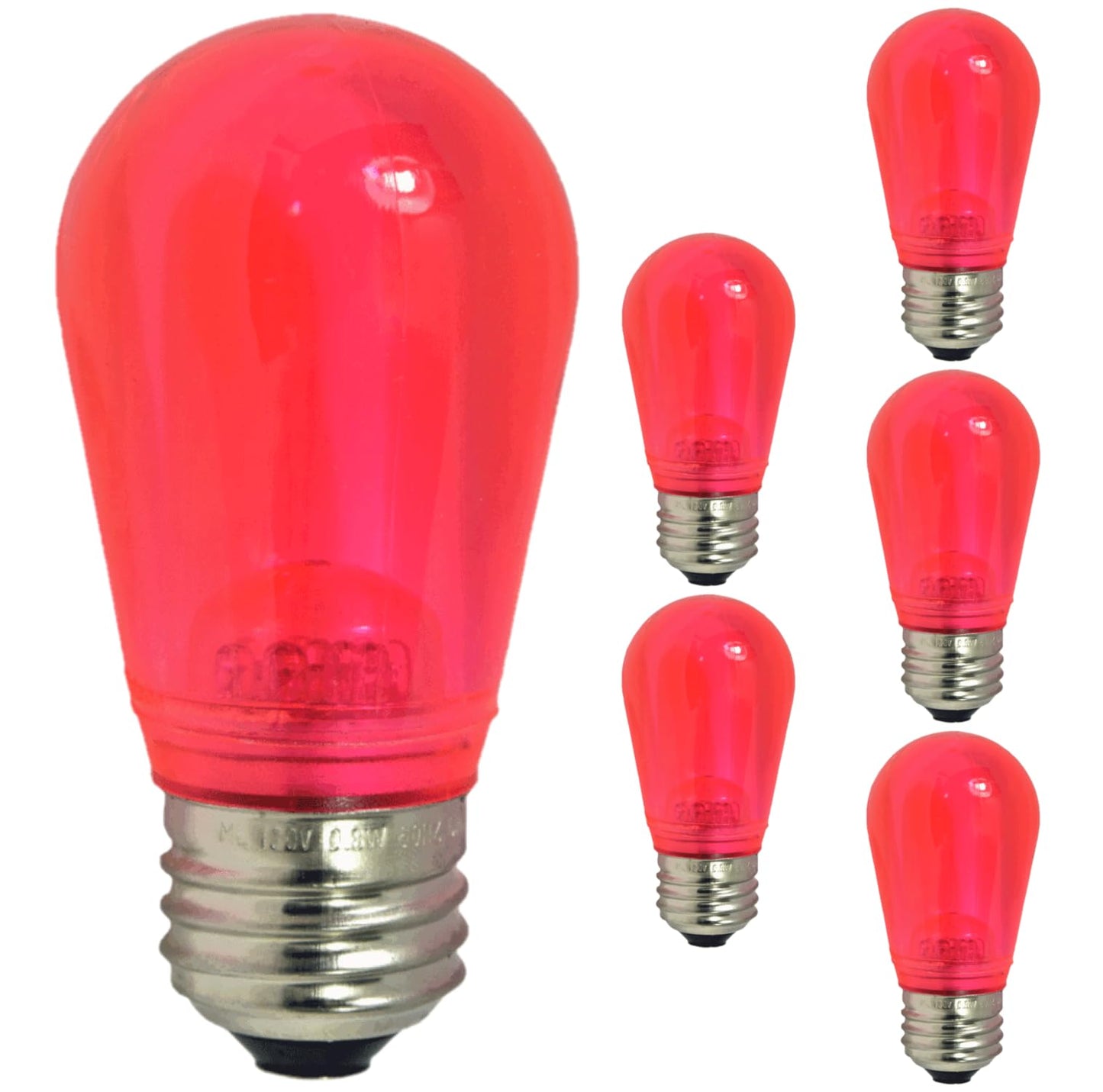 Damar- S14 Colored LED String Light Bulb Twinkle Transparent Pink 0.55W-1.5W E26 Medium Base 100-130V Pack of 6- Shatterproof Waterproof Outdoor Indoor Replacement for Home Decorations Christmas