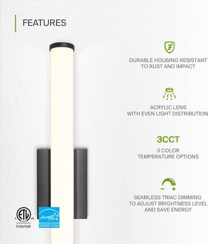 ASD Lighting LED Vanity linear 24inch 25W 120V Triac 3000/4000/5000K Black ETL